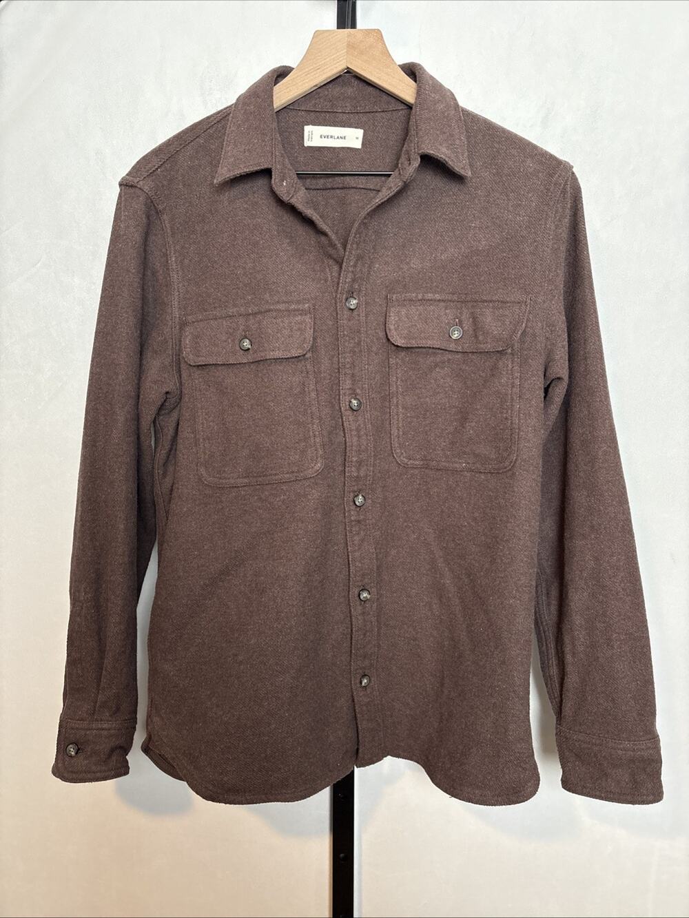 Everlane Heavyweight Overshirt Men's Medium Button Up Brown Cotton Pockets Work